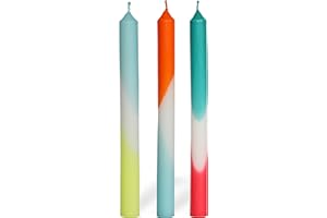 COMFORDER Dip Dye - Candele colorate (3 pezzi) fatte a mano con gradiente, durata 9 ore, paraffina, 24 x 2,2 cm (blu rosso)