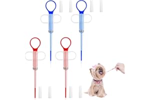 BORISCA 4 Piezas Pieadministrador de Píldora para Perros y Gatos Reutilizable Dispensador Pastillas Animales Aplicador de Medicamento para Dispensar Alimentos y Medicamentos Jeringuilla para Pastillas