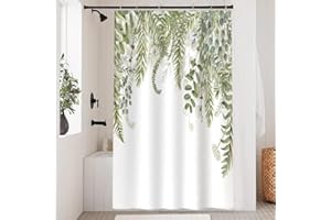Uiiooazy Cortina de Ducha de Eucalipto, Cortinas de Ducha Hoja Verde Planta Cortinas de Baño Antimoho Impermeable Lavable Poliéster Tela Juego de Cortinas de Ducha con Ganchos 120x180cm