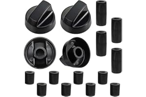 JUGUTA Set Di Manopole Universali Per Fornello, 4 Pezzi, Con Adattatori, Manopola Girevole Universale, Manopola Girevole, Interruttore, Diametro 38 Mm, Set Da 16 Pezzi, Nero, Per Piano Cottura