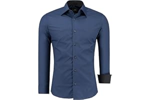 J'S FASHION Camicia da Uomo a Maniche Lunghe, Slim Fit, Facile da Stirare, Taglie UE: dalla S alla 6XL