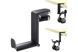 BASVII Stojak na słuchawki - Stojak na słuchawki wykonany z Abs i metalu, łatwy w użyciu, obrót o 360°, oszczędność miejsca, nadaje się do biurek komputerowych, biurek biurowych, biały (Czarny)