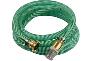 1 Inch Suction Hose Pressure Hose 25 mm Inner Diameter with Suction Basket, Check Valve + 1 Inch Male Double Nipple (1 m), Suction Hose Garden Pump, Hose (9 m)