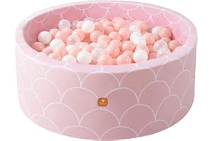 Dodozen Soft Ball Pit 100X40cm/200 Balls ∅ 7Cm Round Foam Ball Pool for Babies and Toddlers Removable Cover Crush-Proof Playballs - Pink Shell:White/Transparent/Pink