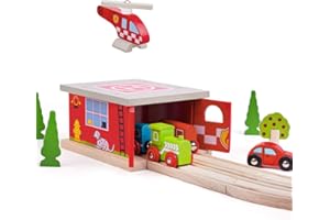 Bigjigs Rail, Firestation Shed, Wooden Toys, Bigjigs Train Accessories, Wooden Fire Station, Wooden Shed, Rescue Vehicles Toys, Wooden Train Sets, Wooden Toys For 3 4 5 Year Olds