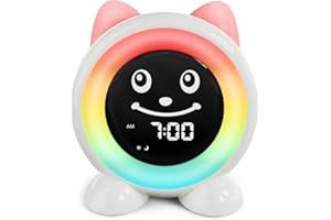 FiveHome Réveil Enfant-Reveil Enfant Educatif Jour/Nuit avec Veilleuse 11 Couleurs | Minuterie | Fonction Snooze | Fonction Mémoire | Réveils Lumineux pour Enfants Cadeau pour Filles et Garçons
