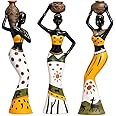 Xtore Beautiful Finish Uniquely Hand Crafted Home Dcor African Tribal Women Art Piece Handicraft Resin (Set of 3, Multicolour