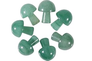 Lovionus89 7Pcs Crystal Mushroom Sculpture Stone Statue Figurine, Hand Carved Gemstone Mushrooms Crafts Healing Chakra Decor, Green Aventurine