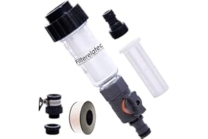 FILTERELATED Wasserfilter Gartenschlauch Befüllfilter Set mit 2 Filtereinsatz, Regulierventil und 2 Schnelladapter als Befüllfilter für Hochdruckreiniger,Wohnmobil,Caravan, Boot,Gartenpumpe, Gartenbewässerung