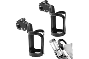 ELEGANCE-GO Portavasos para Cochecito,2 Piezas 360 Grados Portavasos Carrito Bebe Soporte Biberón Carro Porta Botellas de Agua Ajustable Soporte de Bebidas para Bicicletas,Cochecitos y Cintas de Correr(Negro)