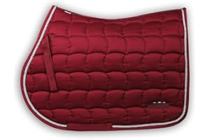 Horses, Mantilla para Caballo Ideal para Salto de Obstáculos 100% Algodón, Correas de Posicionamiento con Cierre de Velcro, Ribete de Cordón (Burdeos-Full)