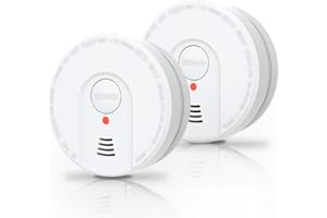 ISAFENEST Smoke Alarm, 10 Years Battery, Smoke Alarms for Home, Fire Smoke dectecor with LED Indicator,Big Test/Silence Button Smoke Alarms Conforms to EN14604 UKCA, Loud Alarm (2 Pack Smoke)