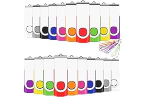 Cle USB 16 Go, EASTBULL Clé USB 2.0 Flash Drive Clef USB Pivotant Stockage Disque Mémoire Stick Pendrive avec 20 Cordes (10 Couleurs 16GB*20PCS)