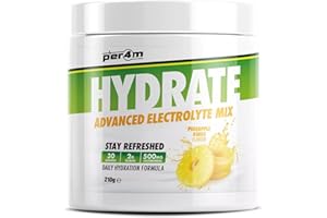 Per4m Hydrate Electrolyte Mix Powder | 500mg Cocomineral | Replenish Essential Electrolytes | Aiding Muscle Function, Cardiovascular Health, Neurological Support (Pineapple Rings)