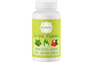 ‎MADENA MADENA Grüne Flamme | hochdosiert in Apothekenqualität | Grüner Kaffee Extrakt Guarana Konjakwurzel Garcinia Cambogia + Chili Extrakt L-Carnitin 100 Kaps.