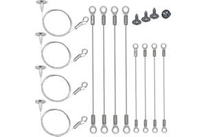 CUBIBOO® Set de 4 Colgadores Universales con Mosqueton 180cm + 8 Cables con Ojales de Acero Inoxidable de 25cm + 50 cm | Tensores para Toldos | Tensores para Alambre | Tensor Cable de Acero (12)