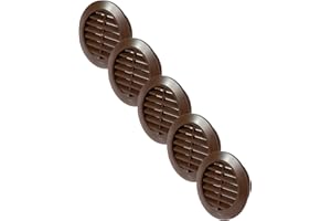 Vent Systems 60 mm / 2.36" Inch - Pack of 5 Brown Door Air Register - Ventilation Grille - Indoor Vent Grates - Bathroom, Cabinet, Garage Through The Door Vent Cover