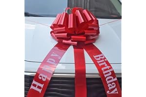 Chexin Rote Schleife Große Masche für Auto Happy Birthday Geschenk Fahrrad, Geschenkschleife Große - XXL 45 cm, Riesen Geschenkschleife für Hochzeiten, Neue Häuser, Parties, und Bänder 600 cm Lang