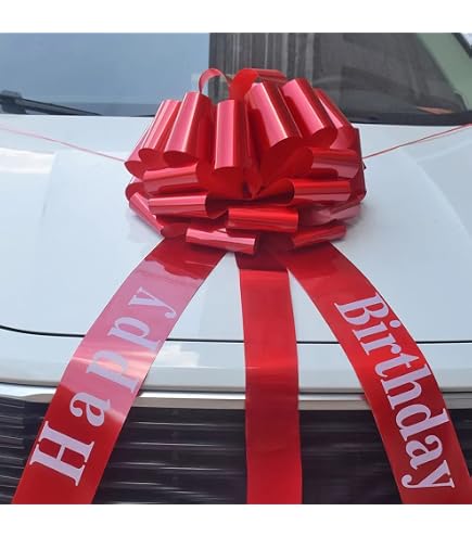8 Pièces Grand Nœud De Voiture Rouge 4.5cm X 150cm - Ruban Décoration Mariage Anniversaire Fête