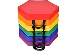 COSTWAY Zestaw 6 poduszek na krzesło dziecięce z uchwytem, poduszka na podłogę z zamkiem błyskawicznym, podwyższenie siedziska, do pokoju dziecięcego i przedszkola, 38 x 34 cm