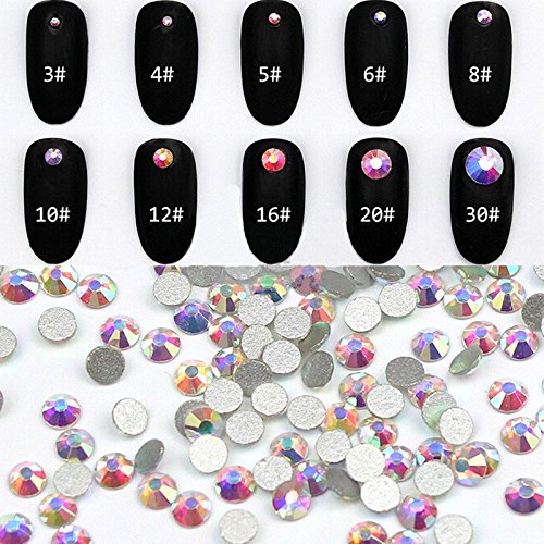 Super Shiny 1440pcs/Bag Clear Crystal AB color 3D Non HotFix FlatBack Nail Art Decorations Flatback Rhinestones (SS3)