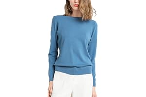 BIUBIULOVE FA Cashmere Crew Neck Sweater, Cashmere Sweaters for Women, Cashmere Long Sleeve Crew Neck Soft Warm Pullover Knit Jumpers