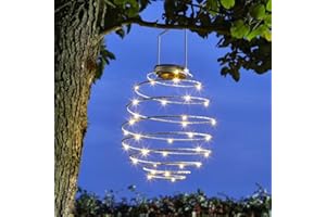 Garden Mile Lanterne solaire à LED à suspendre - Lanterne solaire d'extérieur à suspendre - Éclairage de jardin pour fêtes de mariage - Lanternes de jardin en spirale - Effet luciole