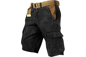 KONG JIMFAN Cargohose Herren Kurz Hose Knielang Cargo Shorts Arbeitsshort mit Taschen Sommer Arbeitshosen Männer Freizeit Shorts Baggy Radlerhose Sporthosen Outdoor Jagdhose Wanderhose(#C Black,XL)