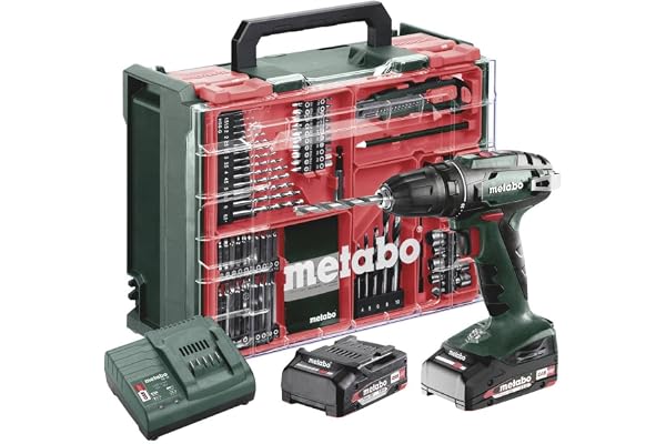 Metabo werke GmbH BS 18 602207710 sladdlös borrsats (18 V 2 x 2 Ah, SC 30-laddare, plastlåda med 74 delar mobil verkstad, sjä