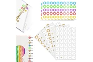 WHYCNJL Lochverstärkungsringe,8 Blätter Runde Lose-Blatt Papier Verstärkungs Ringe Aufkleber, 340 Stück Lochverstärkungsringe selbstklebend für Schule, Haushalt und Büro,4 Stile