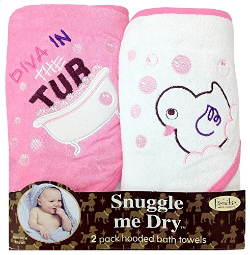 "Diva of the Tub" Hooded Bath Towel Set, 2 pack, 75 X 75 cm Frenchie Mini Couture