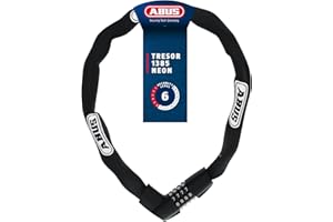 ABUS Kettenschloss Tresor 1385/75 – Zahlenschloss aus gehärtetem Stahl – 6 mm starke Vierkantkette – ABUS-Sicherheitslevel 6