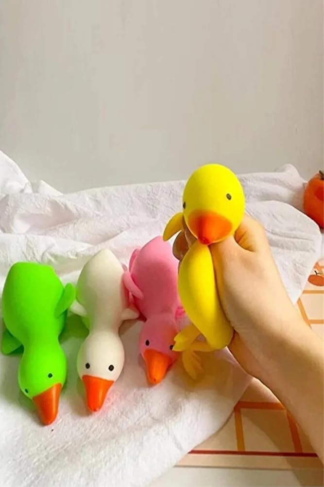 Mingodan Ördek Squishy Oyuncak, Sıkmalı Anti Stres Duyusal Eğitici, 3+ Yaş, Sarı Beyaz Yeşil Pembe, 16 cm, Esnek Pofuduk Malzeme