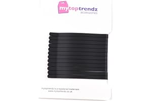Mytoptrendz® 12 pcs Plain Wide Bobby Pins Flat Curve Shape Stronger Grip for Women Girls Thick Hair Styling Accessories (Black Matte -60mm)