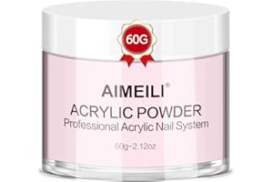 AIMEILI Polvo Acrílico para Uñas - 60g Polvo Rosa 4 en 1 Extender 3D, Uñas Francesas, Decoración