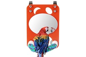 iFCOW Vogelspiegel mit Seilstange, Papageien, Vogel aus Acryl, Spielzeug mit Sitzstange für Grautöne, Amazonasittiche, Nymphensittiche, Lovebirds