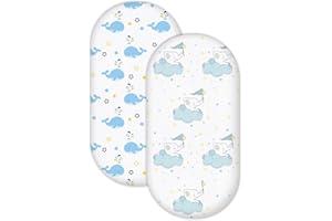 Hocaies Lenzuola Culla Lenzuola Carrozzina Neonato 100% Cotone Lenzuola Lettino Neonato Lenzuola Navicella Neonato Universale Lenzuolino per Materassino Carrozzina 80 x 40cm/90 x 50cm