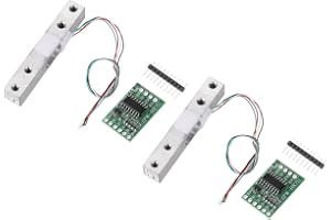 QUARKZMAN 2 Set Vägsensorer Viktsensor Cell Digital belastning 1 kg | + Hx711-modul, 24 bitars vägningssensor A/D-precision dubbelkanal, för bärbar elektronisk köksvåg kit