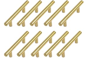 MARGUERASW Lot de 10 poignées de cuisine dorées en acier inoxydable 96 mm