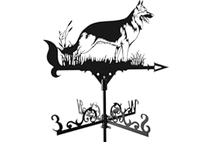 ANCNA-U Weathercock German Shepherd Outdoor courtyard weather vane wrought iron weather vane for Roof Mount Outdoor Farm Scene Garden Stake Weather Vane Wind Direction Indicator with Anti-Ru