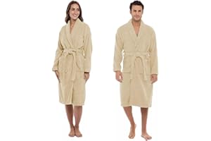 F4D Dressing Gown 100% Cotton 500 Gsm Shawl Bath Robes for Men,Soft Dressing Gown for Women UK,Towelling Robe for Men