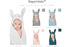 LOVETRENDS Babies Bath Towel - 100% Cotton Bunny Rabbit Head Unisex New Born Baby-Soft Grey Hooded Towel / 450GSM / 70x70cm / Great 0-12 Months (Pack of 1)