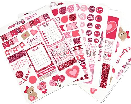 Monthly Kit VALENTINE'S DAY Themed Matte Vinyl Kawaii Personal Planner Pack Erin Condren Mambi Organiser Stickers