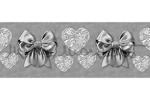 PELLECCHIA 1969 | Tappeto Cucina, Tappeto Antiscivolo Lavabile, Passatoia, Tappeto Runner |Retro in gomma |100% Poliestere |Disegno Fiocco e Cuori (50 x 300, Grigio)