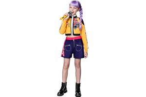 Dtiaagto Kids Rumi Costume Dress for Girls Pop Singers Halloween Party Carnival Jacket T-shirt and Shorts Outfit for 5-12 Years