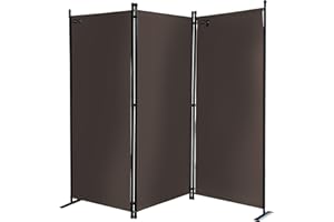Quick Star Paravent 170 x 165 cm Tejido Divisor de habitación Jardín 3-Partición Pared de separación Plegable Balcón Pantalla de privacidad Gris Marrón