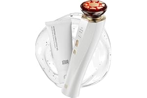 INIA Professionelles 3-in-1 Anti-Falten Gesichtsmassagegerät mit Mikrostrom & Rotlichttherapie Straffendes Lifting-Gerät für Gescht/Hals, Reduziert Schwellungen & Falten Firm