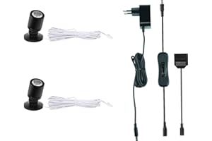 MONSING LED Spotlichter für den Innenbereich Schranklicht Bilderlichter Akzentlichter 1W 360° Schwenkbar Aluminium Mini led spot für Schrank, Flur, Galerien, Geschäfte, Schmuckschrank(Kaltweiß-2 Stück)