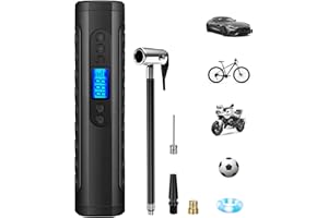 NWOUIIAY Compresor Aire Portatil Coche Recargable 150PSI Inflador Ruedas Coche 6000mAh con Iluminación LED 3 Adaptadors y 4 Modos para Coches, Bicicletas, Scooter y Balones, Etc.