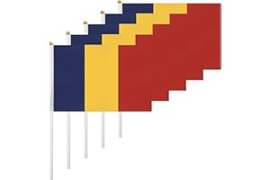 ASUNO 20 Pack Romania Flags HandHeld Small Banners 14 × 21 cm Mini Romanian Stick Flag Polyester for Party Decorations World Cup International Festival Events Indoor and Outdoor